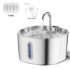 Fontaine à eau pour chat en acier inoxydable, 2,2 L
