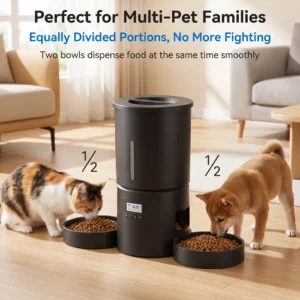ZYfeede 4,2 L - Distributeur automatique de nourriture pour animaux à double bol