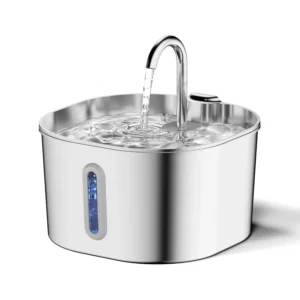 Fontaine à eau pour chat en acier inoxydable, 2,2 L