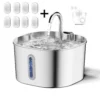 Fontaine à eau pour chat en acier inoxydable, 2,2 L