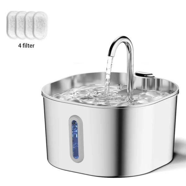 Fontaine à eau pour chat en acier inoxydable, 2,2 L